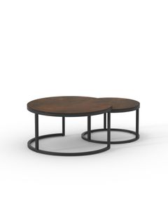 Table basse céramique gigogne PAXOS 70cm + 50cm effet métal rouille mat