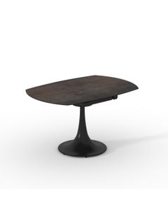 Table céramique RHODE 135x90 (Diam135)cm pivotante noir mat effet métal