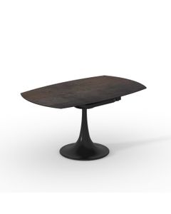 Table céramique RHODE 150x90 (Diam150)cm pivotante noir mat effet métal
