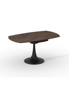 Table céramique RHODE 150x90 (Diam150)cm pivotante effet métal rouille mat