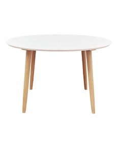 Table repas 120-200 cm blanc avec 2 allonges