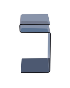 Table basse ou bout de canapé en verre trempé bleu gris