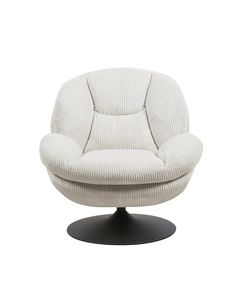 Fauteuil pivotant velours côtelé blanc