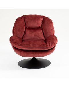 Fauteuil pivotant en velours bordeaux