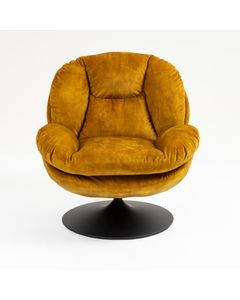 Fauteuil pivotant en velours ocre