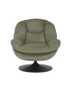Fauteuil pivotant velours côtelé vert