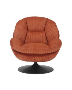 Fauteuil pivotant velours côtelé terracotta