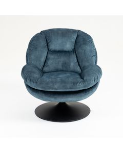 Fauteuil pivotant en velours bleu gris