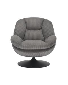 Fauteuil pivotant velours côtelé gris