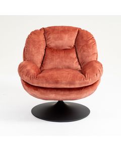 Fauteuil pivotant en velours rose