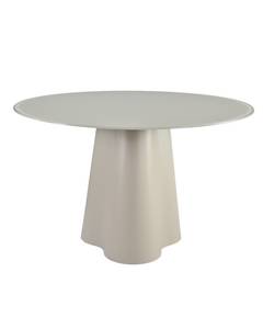 Table repas D120 en verre beige mat