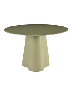 Table repas D120 en verre vert de gris brillant