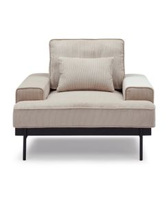 Fauteuil velours côtelé beige
