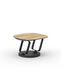 Table basse céramique ZAFORA 70cm + 50cm pivotante effet bois mat