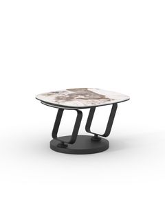 Table basse céramique ZAFORA 70cm + 50cm pivotante Pandora brillant